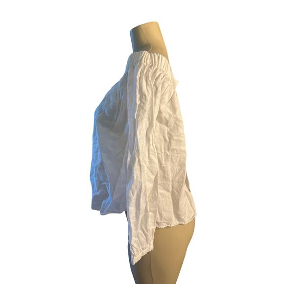 Women S L'Academie Los Angeles White Off-Shoulder Blouse Shirt Top - Picture 3 of 7